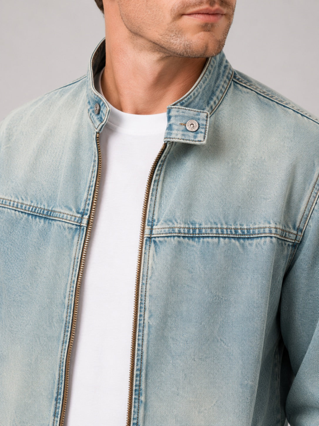Men’s Denim Autumn Jacket Zip-Up Loose Fit Workwear Jacket Autumn Casual for Streetwear and Everyday Wear