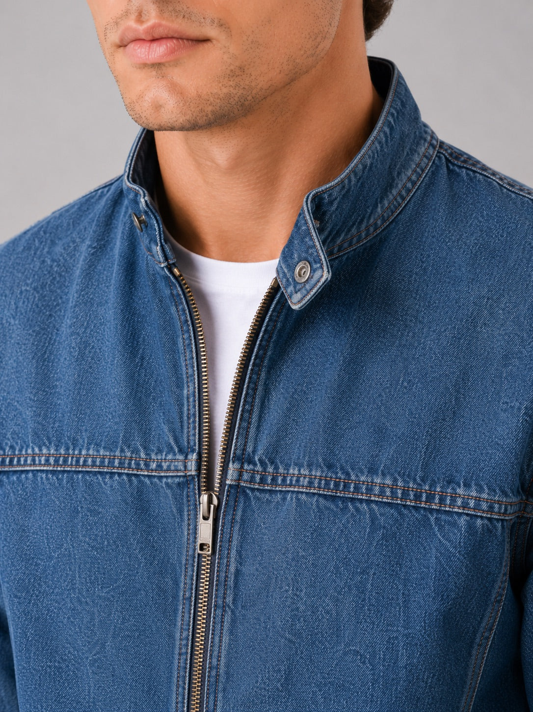 Men’s Denim Autumn Jacket Zip-Up Loose Fit Workwear Jacket Autumn Casual for Streetwear and Everyday Wear