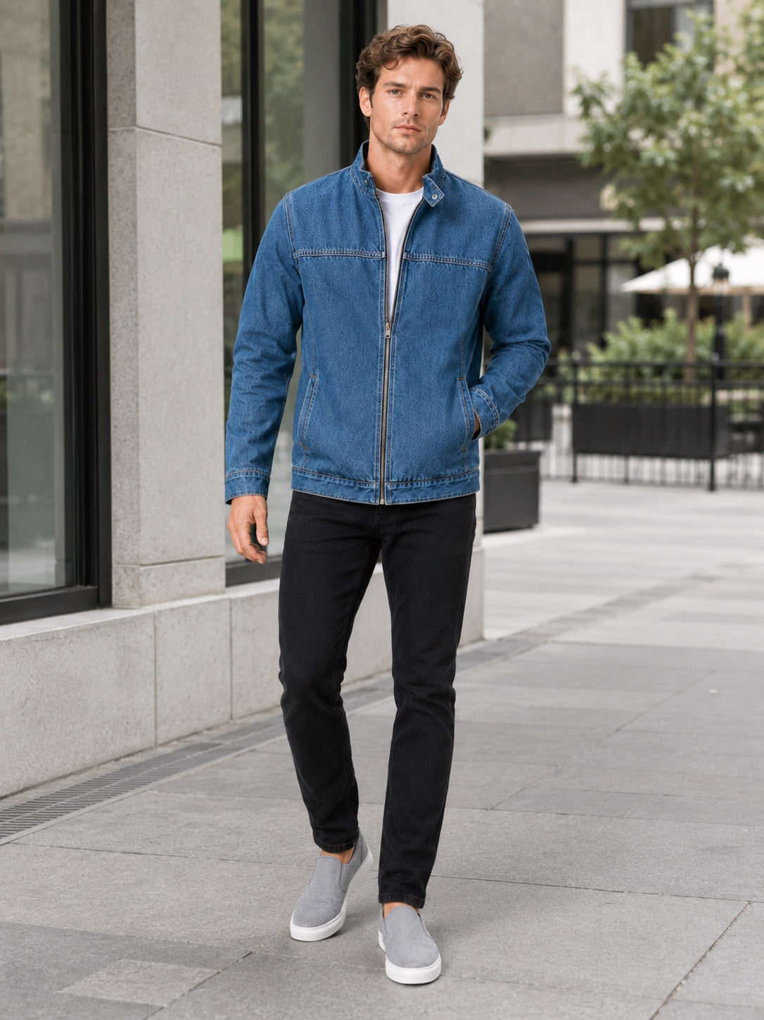 Men’s Denim Autumn Jacket Zip-Up Loose Fit Workwear Jacket Autumn Casual for Streetwear and Everyday Wear