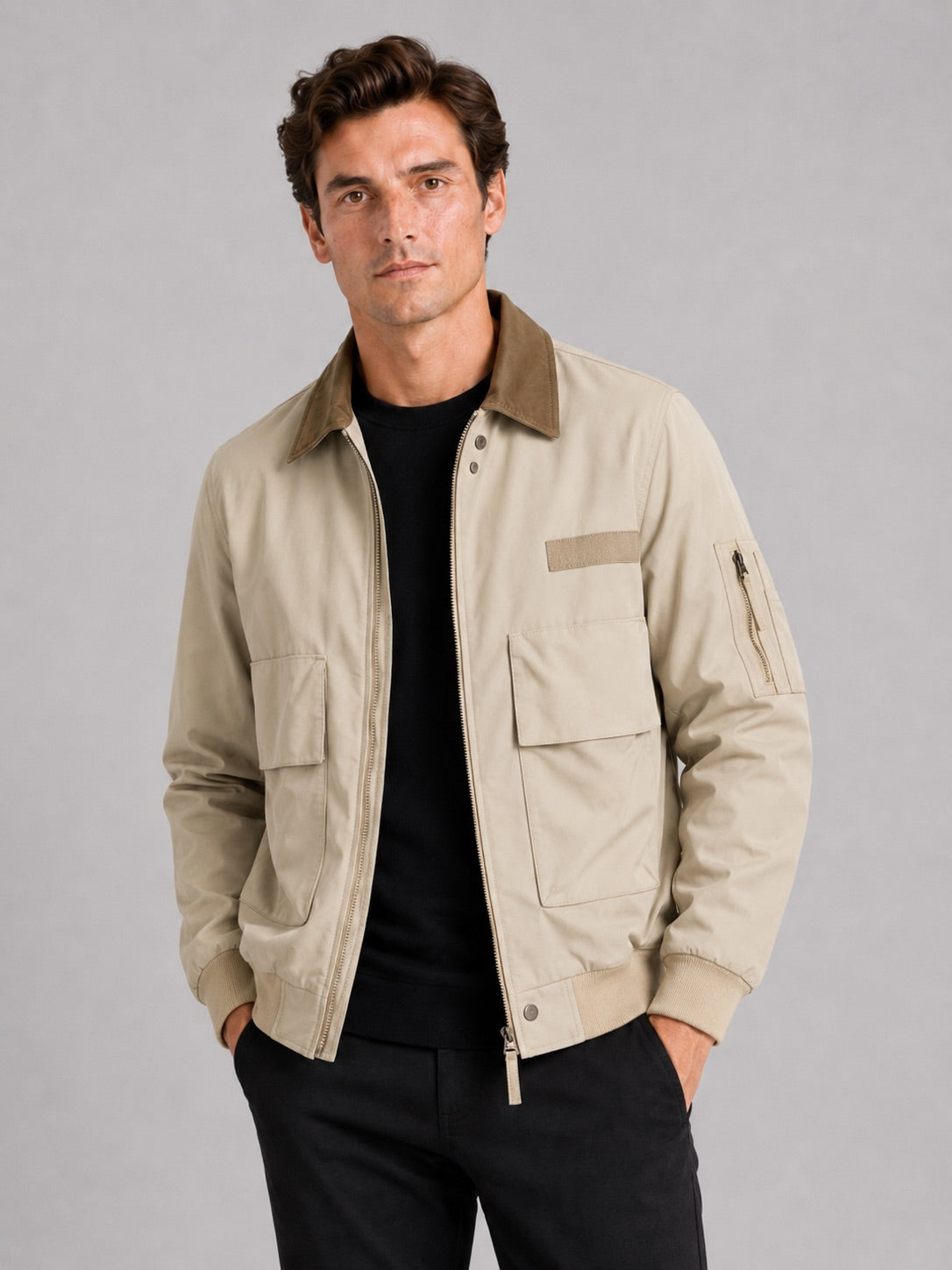 Men’s Pilot Autumn Jacket Zip-Up Casual Autumn Workwear Jacket for Everyday and Outdoor Wear