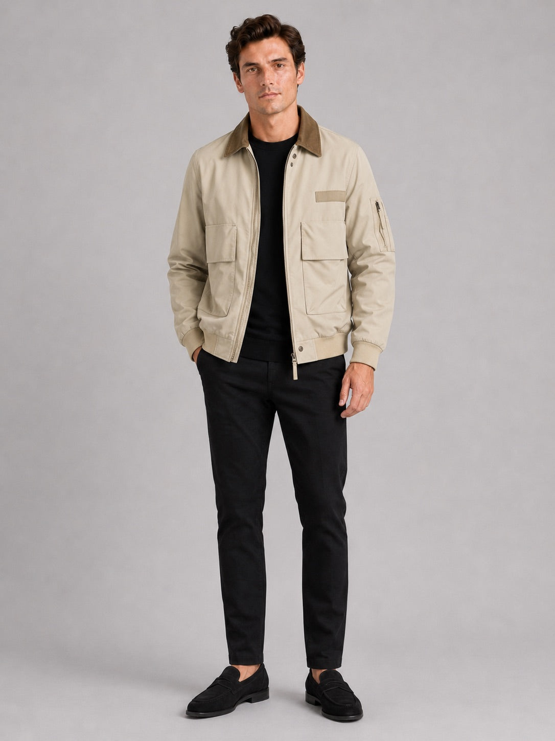 Men’s Pilot Autumn Jacket Zip-Up Casual Autumn Workwear Jacket for Everyday and Outdoor Wear