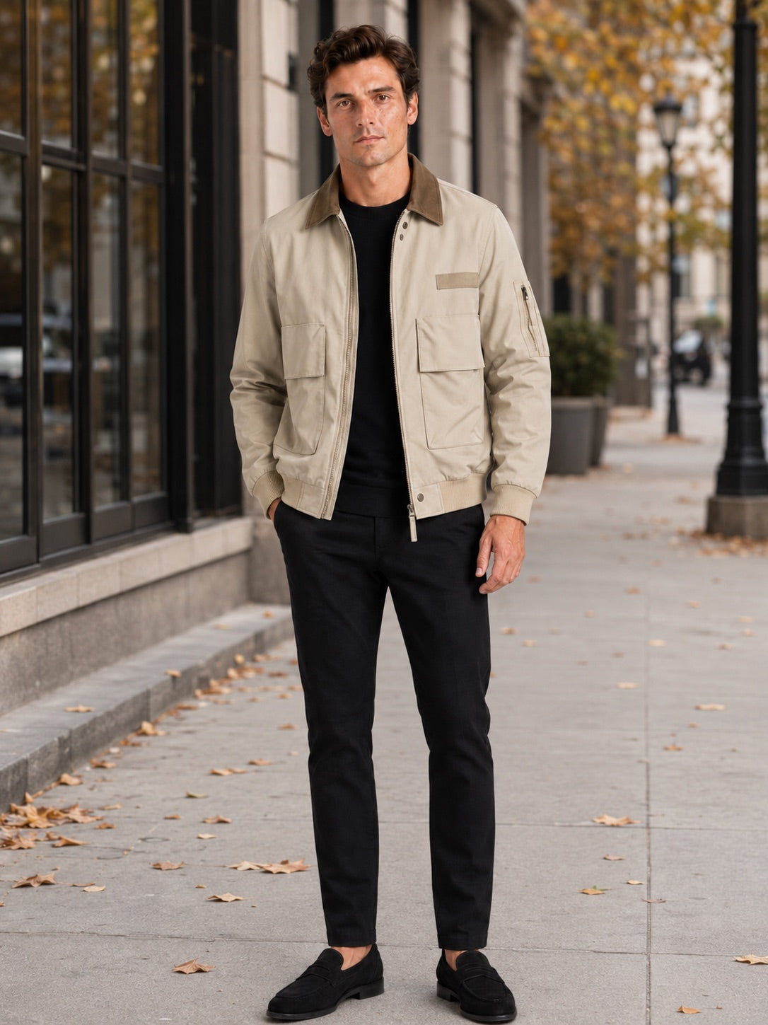 Men’s Pilot Autumn Jacket Zip-Up Casual Autumn Workwear Jacket for Everyday and Outdoor Wear