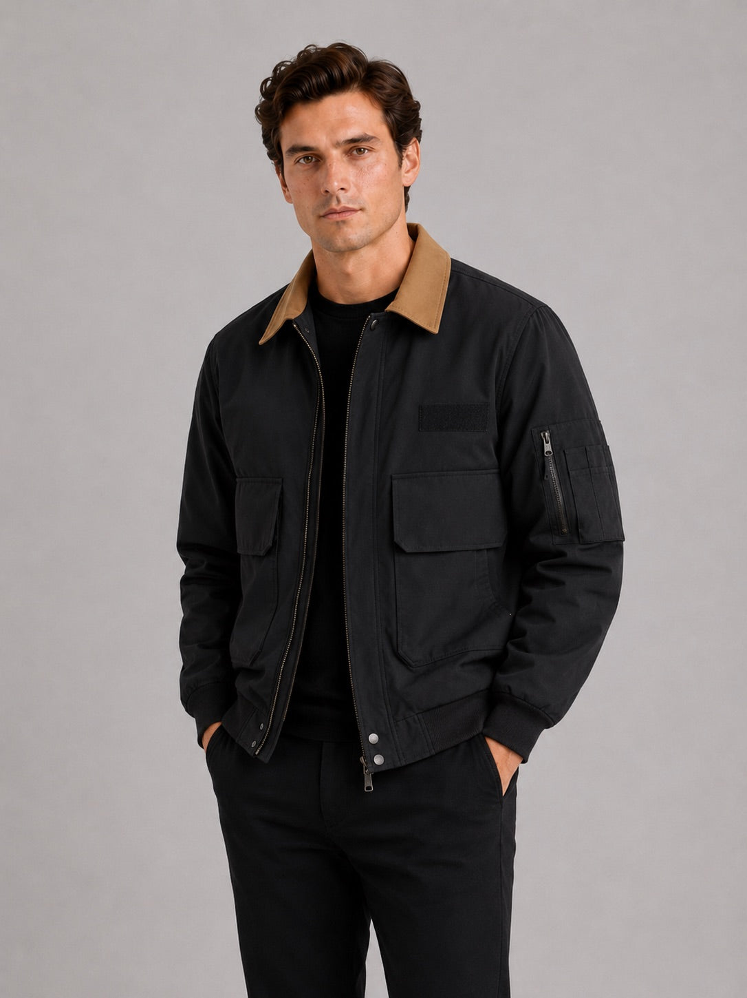 Men’s Pilot Autumn Jacket Zip-Up Casual Autumn Workwear Jacket for Everyday and Outdoor Wear
