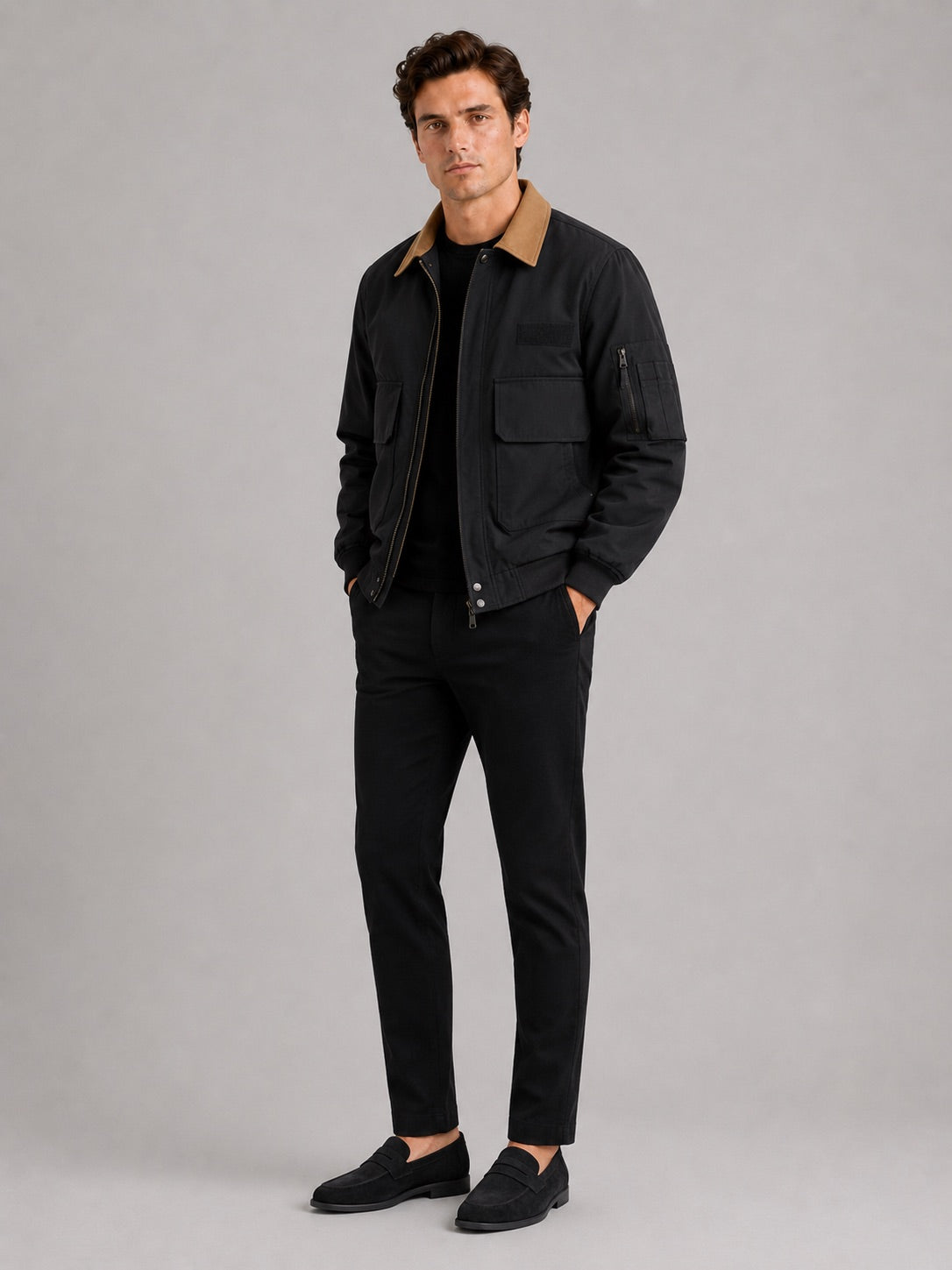Men’s Pilot Autumn Jacket Zip-Up Casual Autumn Workwear Jacket for Everyday and Outdoor Wear