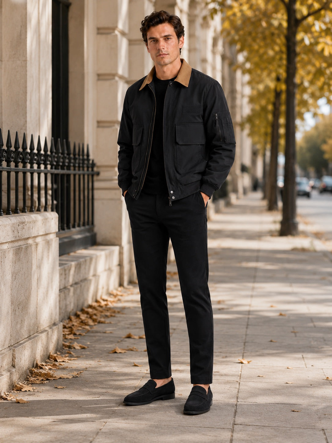 Men’s Pilot Autumn Jacket Zip-Up Casual Autumn Workwear Jacket for Everyday and Outdoor Wear