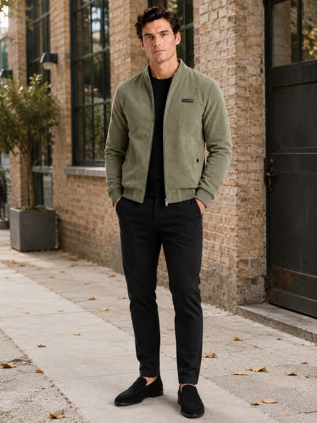 Men’s Corduroy Workwear Autumn Jacket Cotton Padded Lightweight Autumn Casual Coat for Everyday and Outdoor Wear