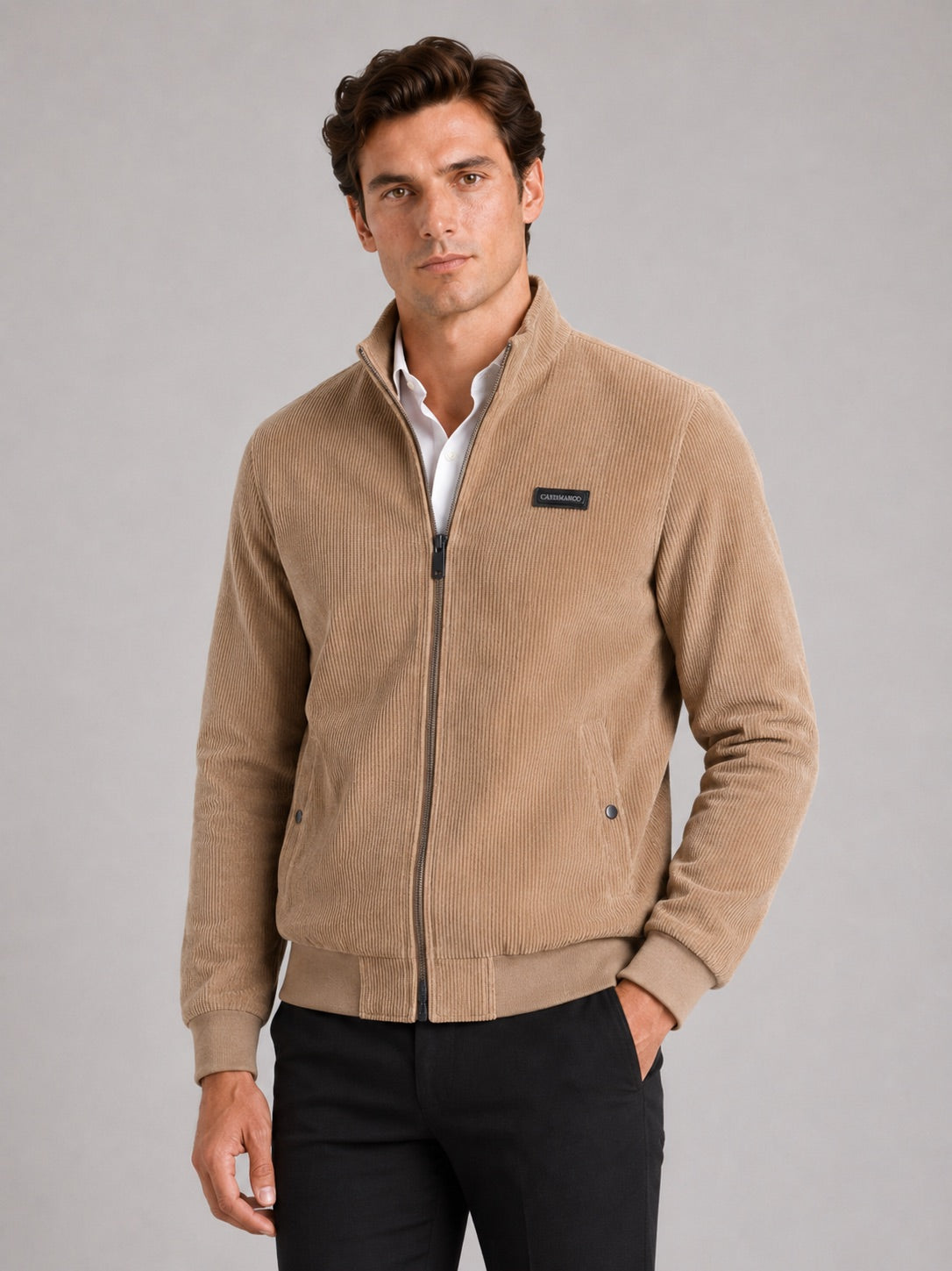 Men’s Corduroy Workwear Autumn Jacket Cotton Padded Lightweight Autumn Casual Coat for Everyday and Outdoor Wear