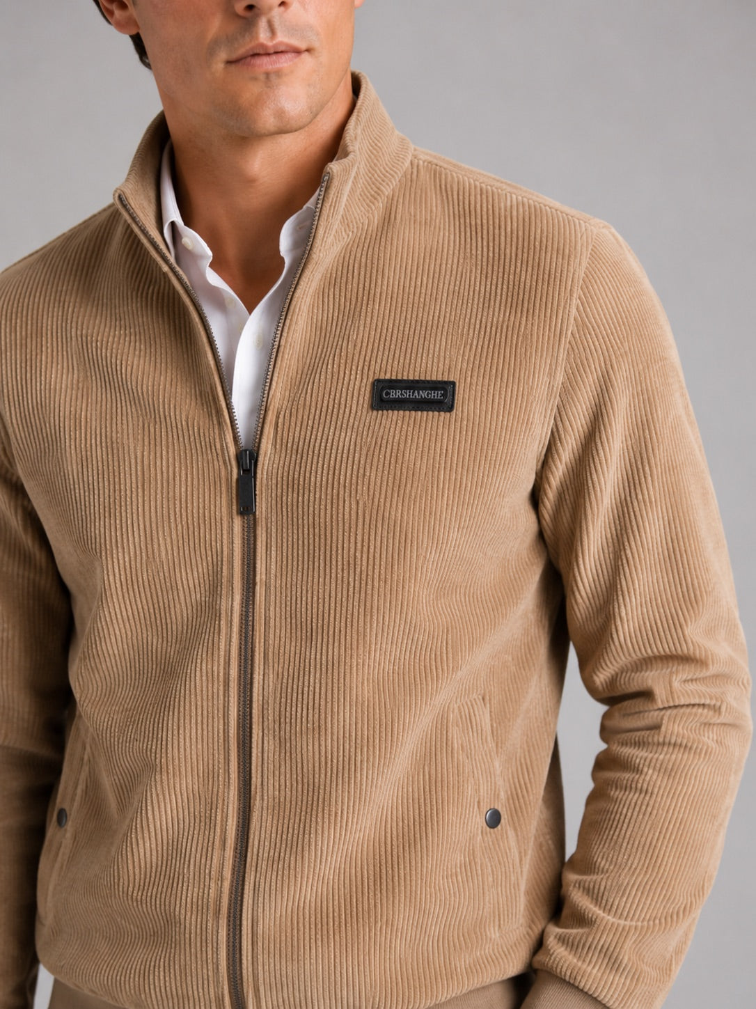 Men’s Corduroy Workwear Autumn Jacket Cotton Padded Lightweight Autumn Casual Coat for Everyday and Outdoor Wear