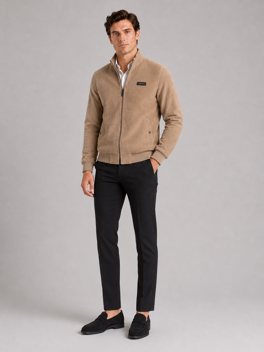 Men’s Corduroy Workwear Autumn Jacket Cotton Padded Lightweight Autumn Casual Coat for Everyday and Outdoor Wear
