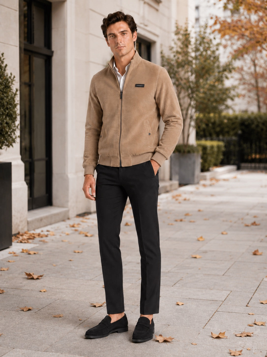 Men’s Corduroy Workwear Autumn Jacket Cotton Padded Lightweight Autumn Casual Coat for Everyday and Outdoor Wear