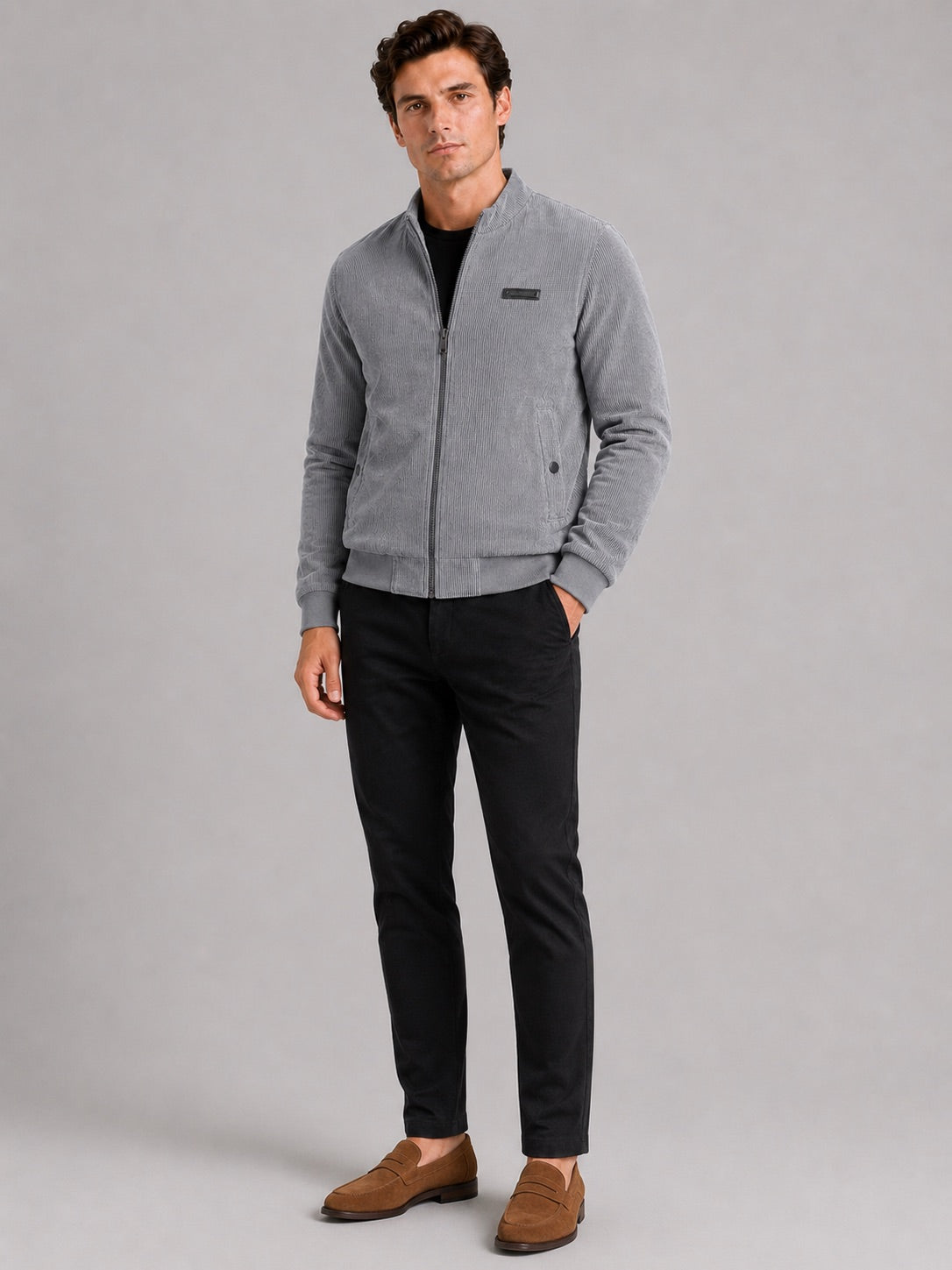 Men’s Corduroy Workwear Autumn Jacket Cotton Padded Lightweight Autumn Casual Coat for Everyday and Outdoor Wear