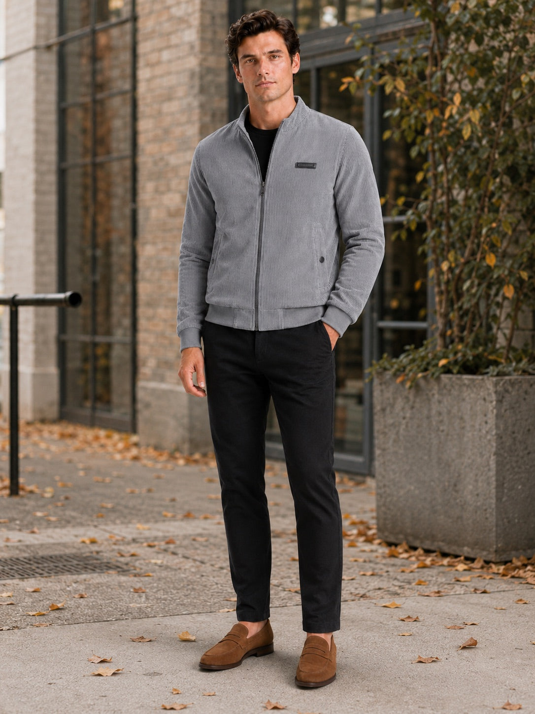 Men’s Corduroy Workwear Autumn Jacket Cotton Padded Lightweight Autumn Casual Coat for Everyday and Outdoor Wear