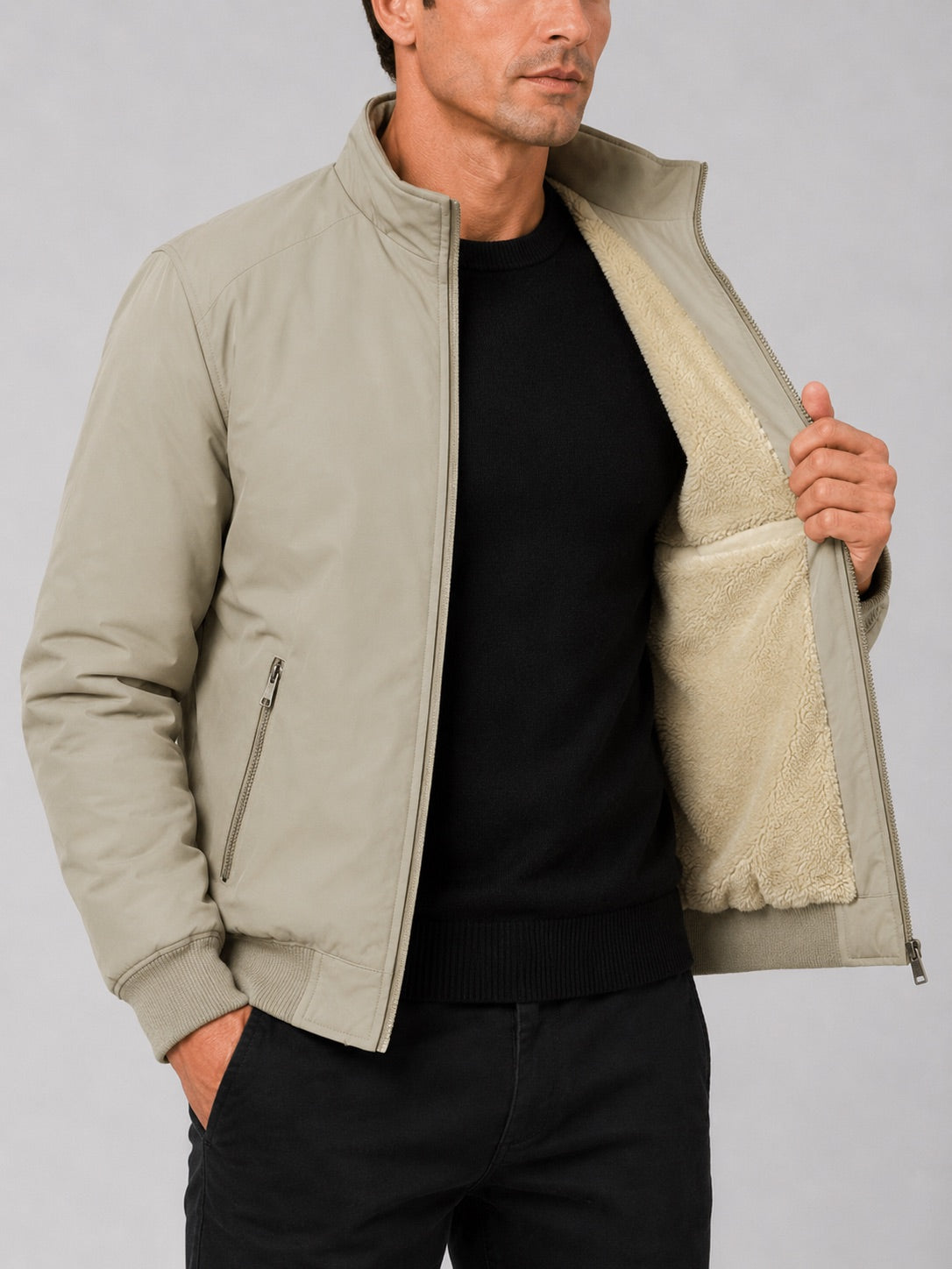 Men’s Winter Autumn Jacket Fleece Lined Thick Warm Business Casual Coat for Autumn Winter Office and Everyday Wear