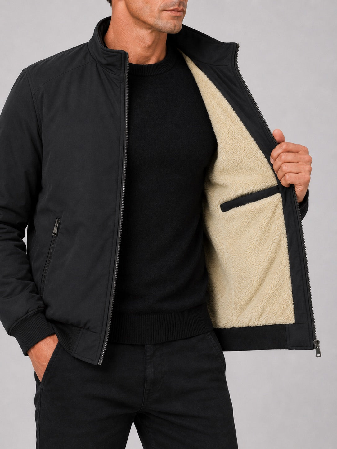 Men’s Winter Autumn Jacket Fleece Lined Thick Warm Business Casual Coat for Autumn Winter Office and Everyday Wear