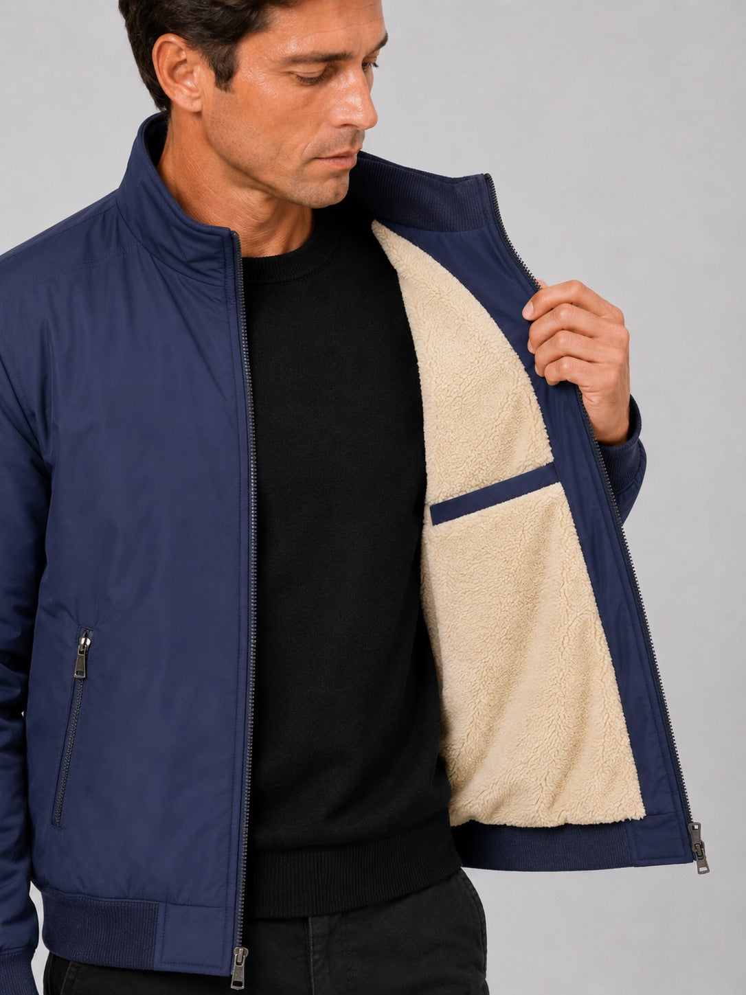 Men’s Winter Autumn Jacket Fleece Lined Thick Warm Business Casual Coat for Autumn Winter Office and Everyday Wear