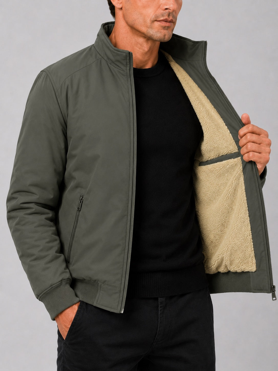 Men’s Winter Autumn Jacket Fleece Lined Thick Warm Business Casual Coat for Autumn Winter Office and Everyday Wear