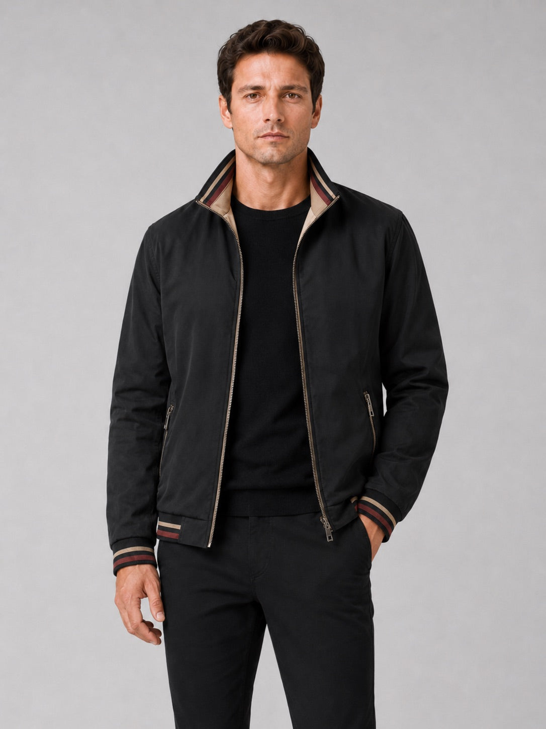 Men’s Varsity Jacket Reversible Snap Button Baseball Autumn Jacket for Streetwear and Everyday Wear