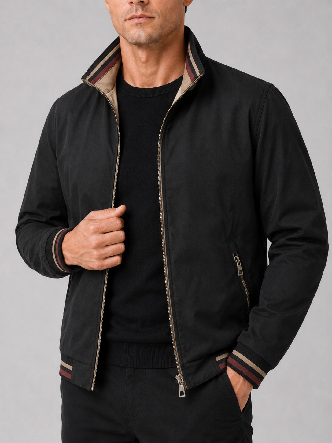 Men’s Varsity Jacket Reversible Snap Button Baseball Autumn Jacket for Streetwear and Everyday Wear