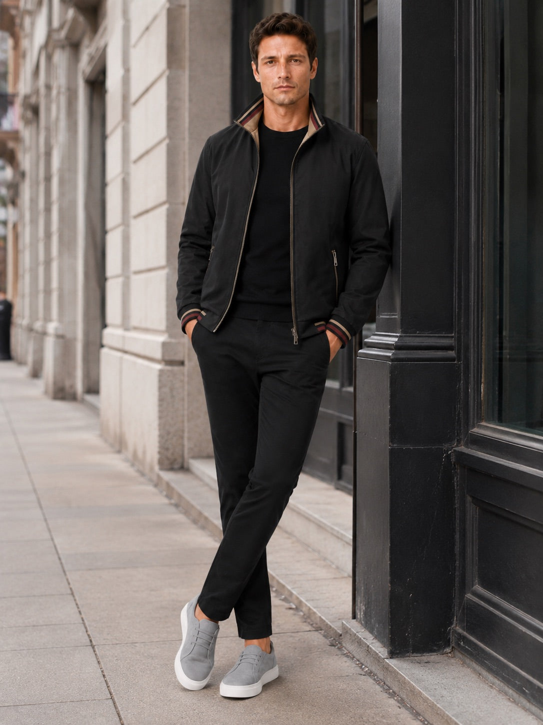 Men’s Varsity Jacket Reversible Snap Button Baseball Autumn Jacket for Streetwear and Everyday Wear