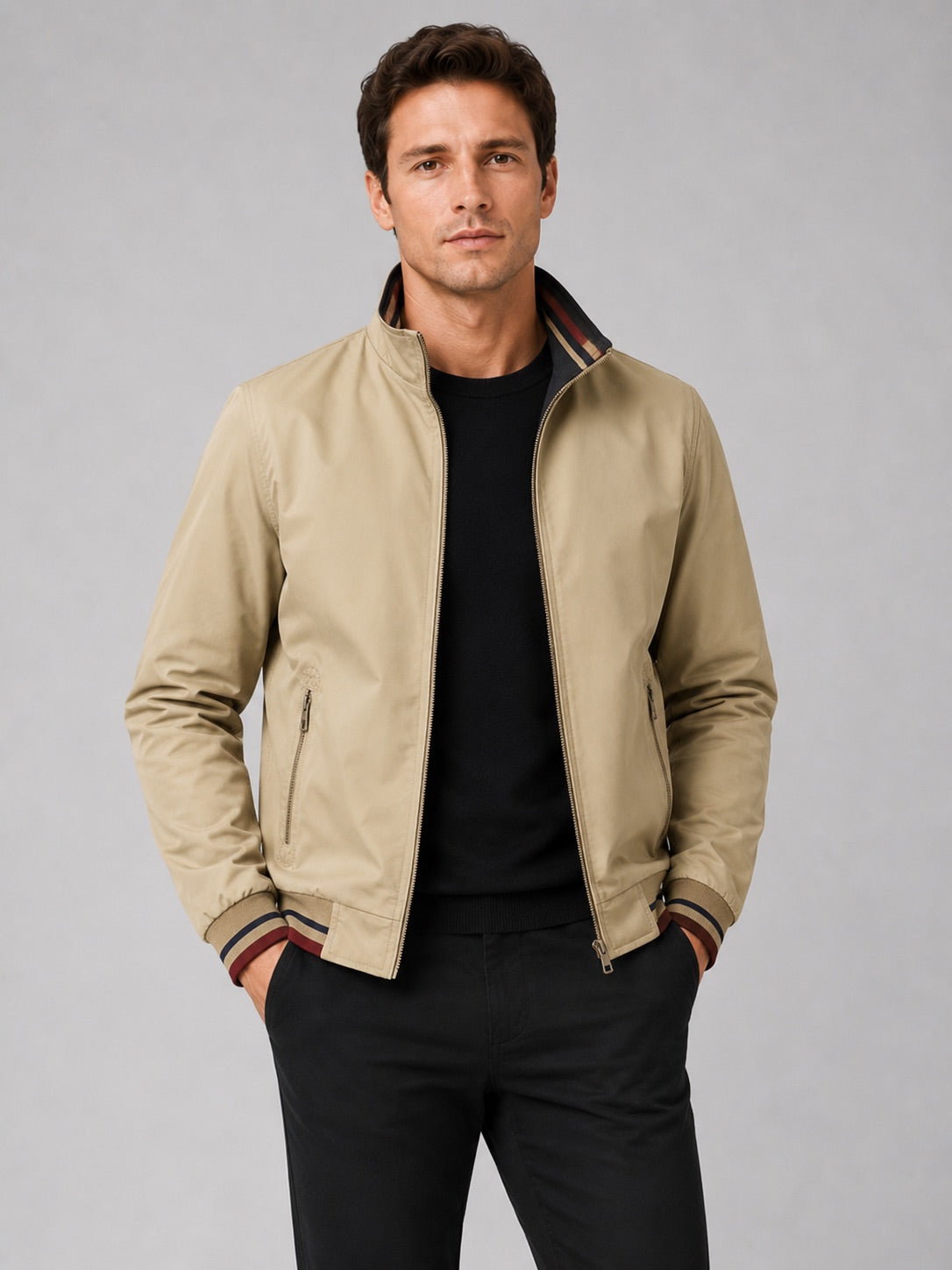 Men’s Varsity Jacket Reversible Snap Button Baseball Autumn Jacket for Streetwear and Everyday Wear
