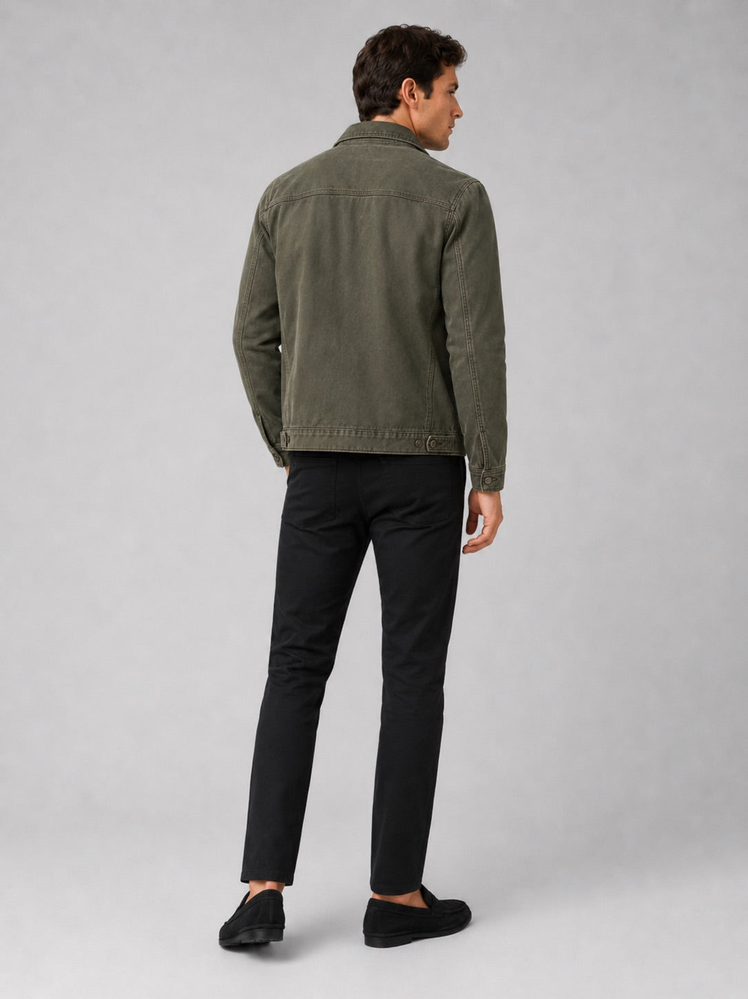 Men’s Washed Cotton Autumn Jacket Zip-Up Lapel Casual  for Everyday and Travel Wear