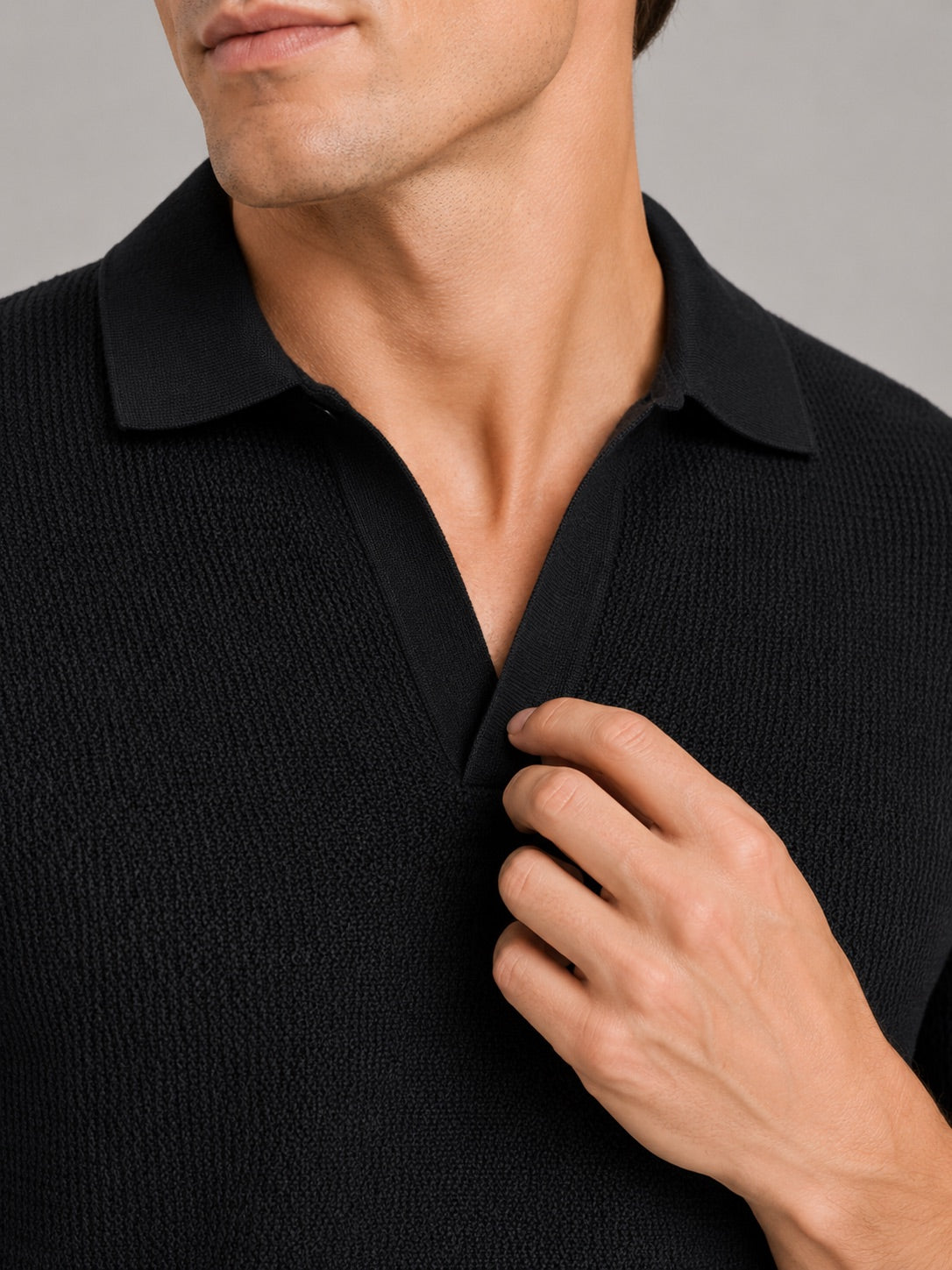 Men’s Knit Polo T-Shirt Solid Colour Short Sleeve Lightweight Summer Top for Business Casual and Vacation Wear