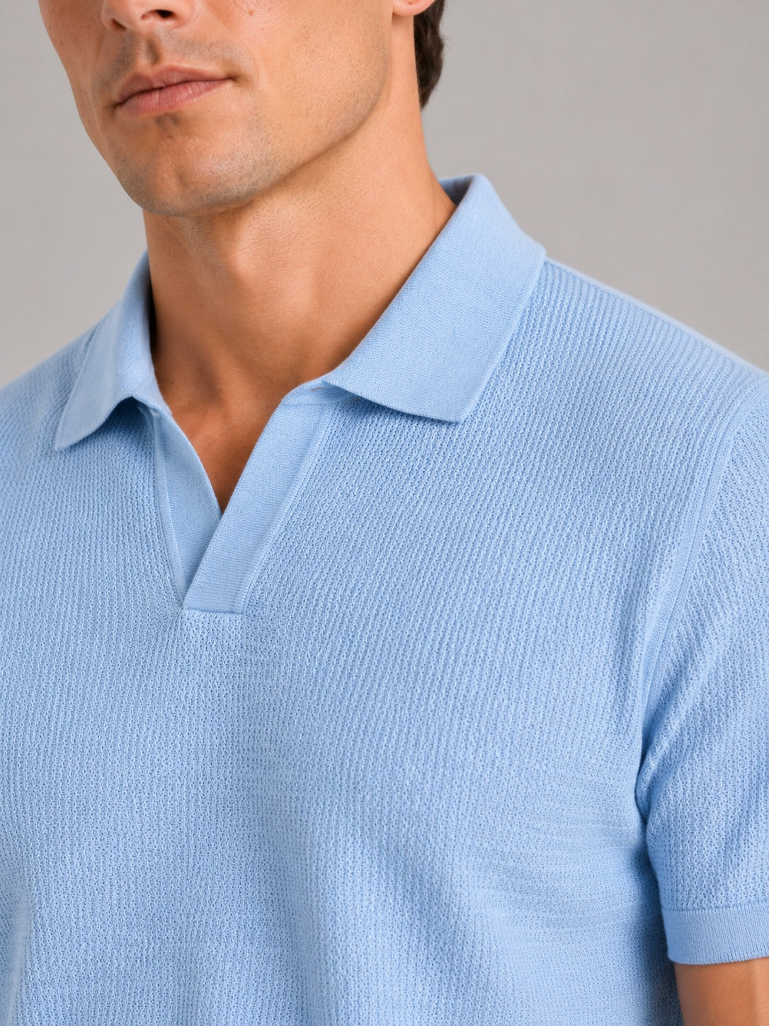 Men’s Knit Polo T-Shirt Solid Colour Short Sleeve Lightweight Summer Top for Business Casual and Vacation Wear