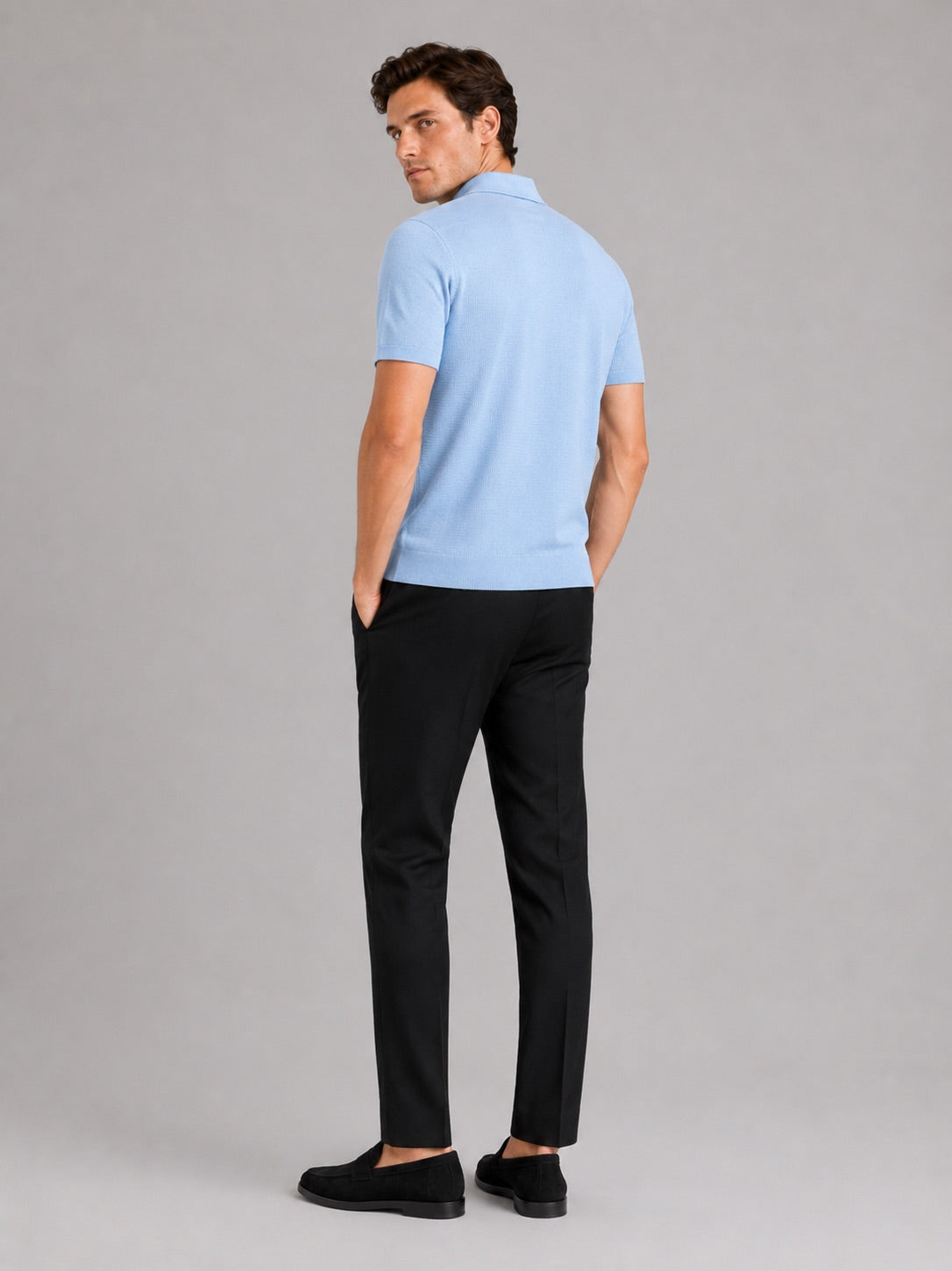 Men’s Knit Polo T-Shirt Solid Colour Short Sleeve Lightweight Summer Top for Business Casual and Vacation Wear