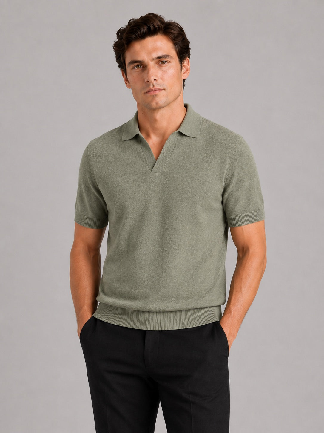 Men’s Knit Polo T-Shirt Solid Colour Short Sleeve Lightweight Summer Top for Business Casual and Vacation Wear