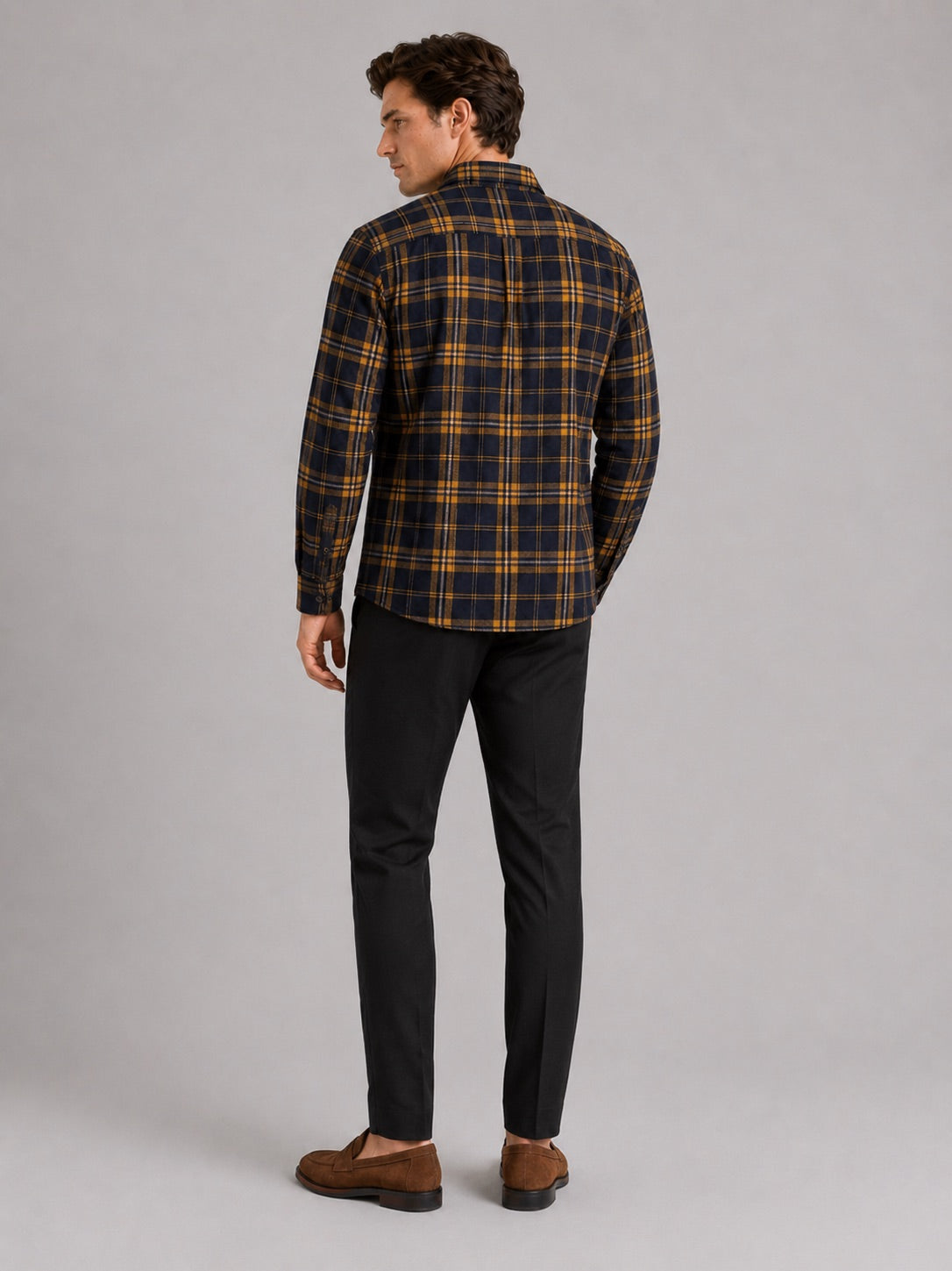 Men’s Flannel Shirt Fleece Lined Check Long Sleeve Thick Autumn Winter Button-Up for Casual and Outdoor Wear