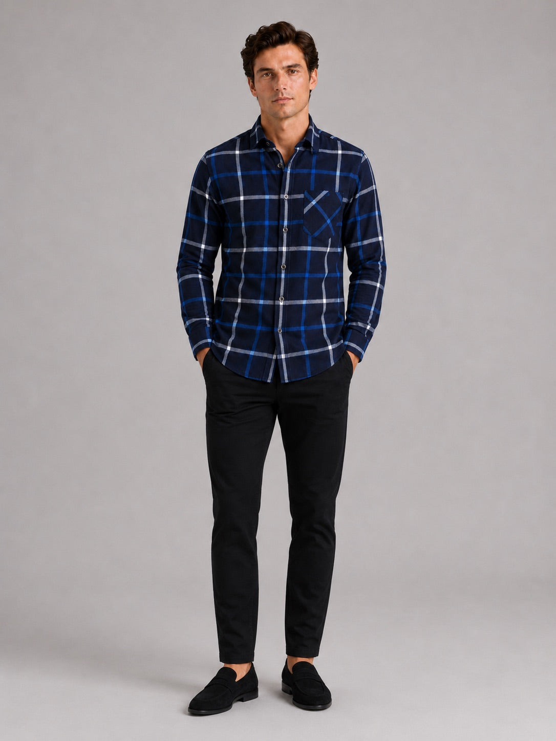 Men’s Flannel Shirt Fleece Lined Check Long Sleeve Thick Autumn Winter Button-Up for Casual and Outdoor Wear