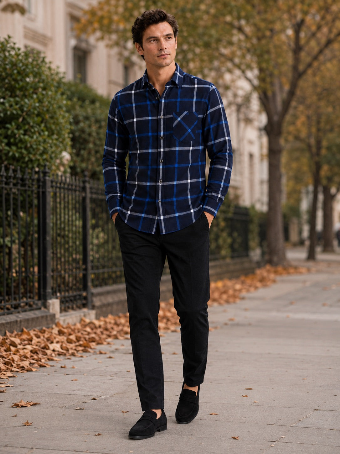 Men’s Flannel Shirt Fleece Lined Check Long Sleeve Thick Autumn Winter Button-Up for Casual and Outdoor Wear