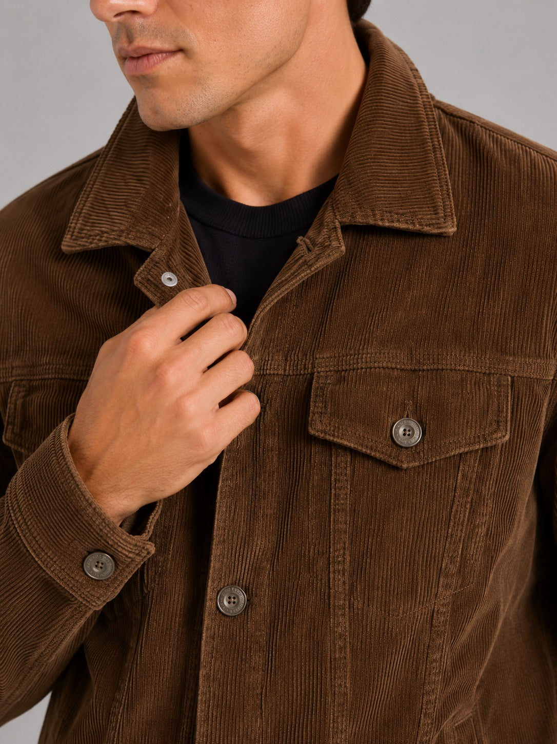 Men’s Corduroy Autumn Jacket Slim Fit Long Sleeve Casual Jacket for Everyday and Business Casual Wear