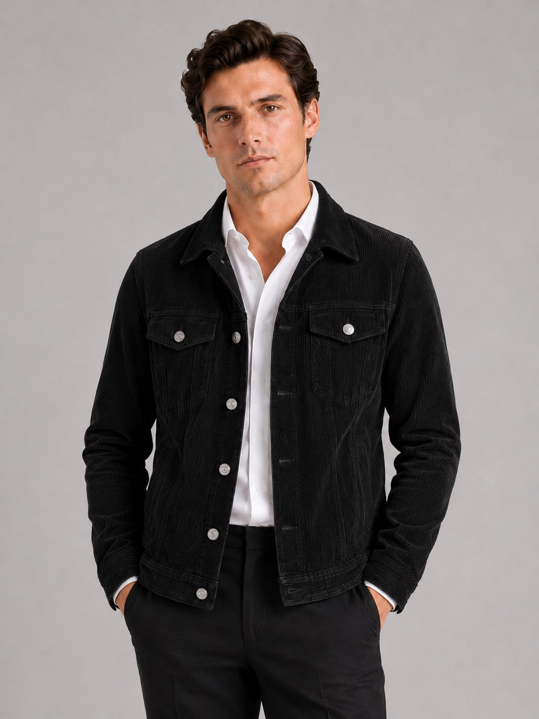 Men’s Corduroy Autumn Jacket Slim Fit Long Sleeve Casual Jacket for Everyday and Business Casual Wear