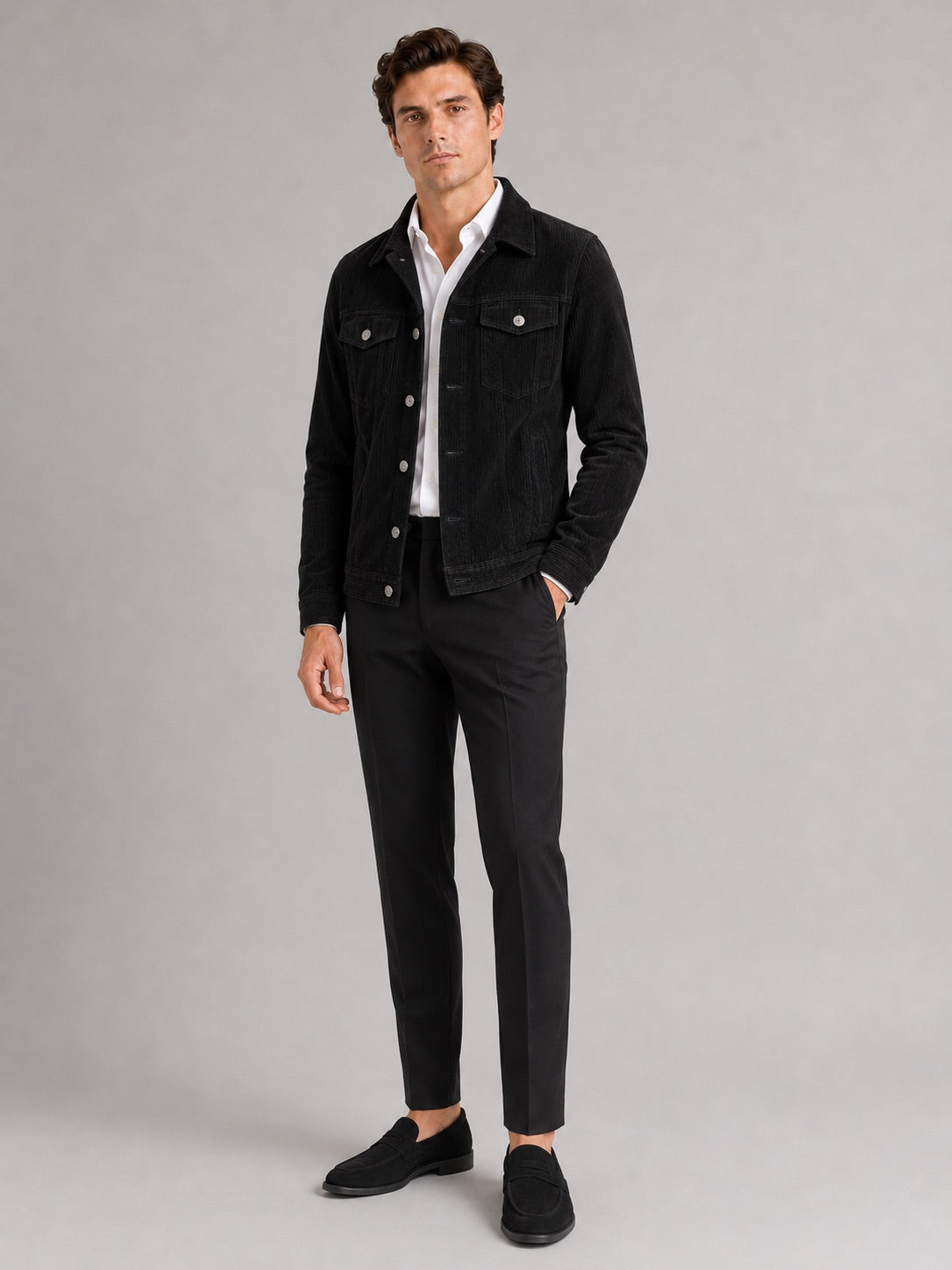 Men’s Corduroy Autumn Jacket Slim Fit Long Sleeve Casual Jacket for Everyday and Business Casual Wear