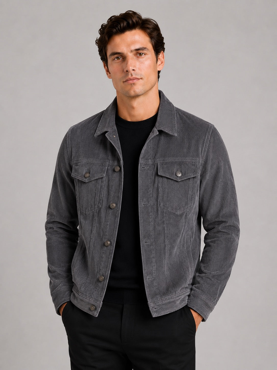 Men’s Corduroy Autumn Jacket Slim Fit Long Sleeve Casual Jacket for Everyday and Business Casual Wear