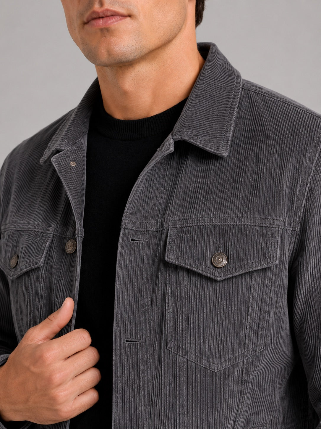 Men’s Corduroy Autumn Jacket Slim Fit Long Sleeve Casual Jacket for Everyday and Business Casual Wear