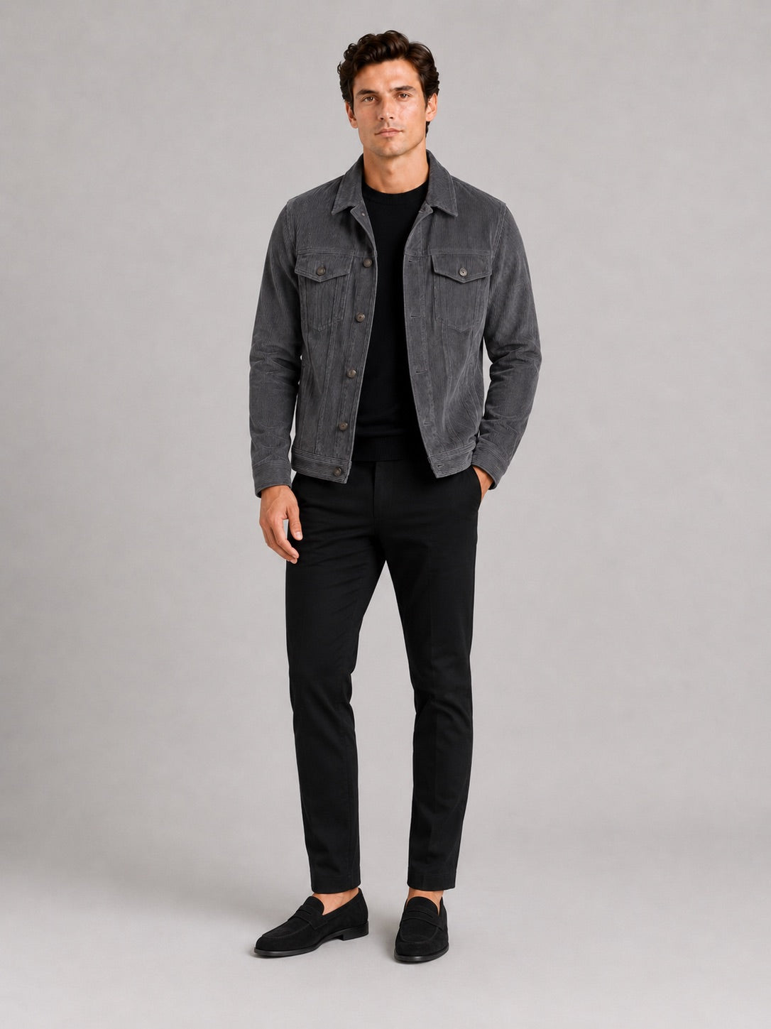 Men’s Corduroy Autumn Jacket Slim Fit Long Sleeve Casual Jacket for Everyday and Business Casual Wear