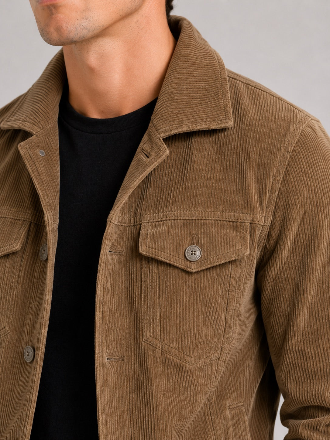Men’s Corduroy Autumn Jacket Slim Fit Long Sleeve Casual Jacket for Everyday and Business Casual Wear