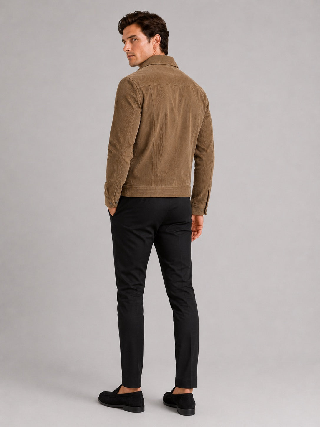 Men’s Corduroy Autumn Jacket Slim Fit Long Sleeve Casual Jacket for Everyday and Business Casual Wear