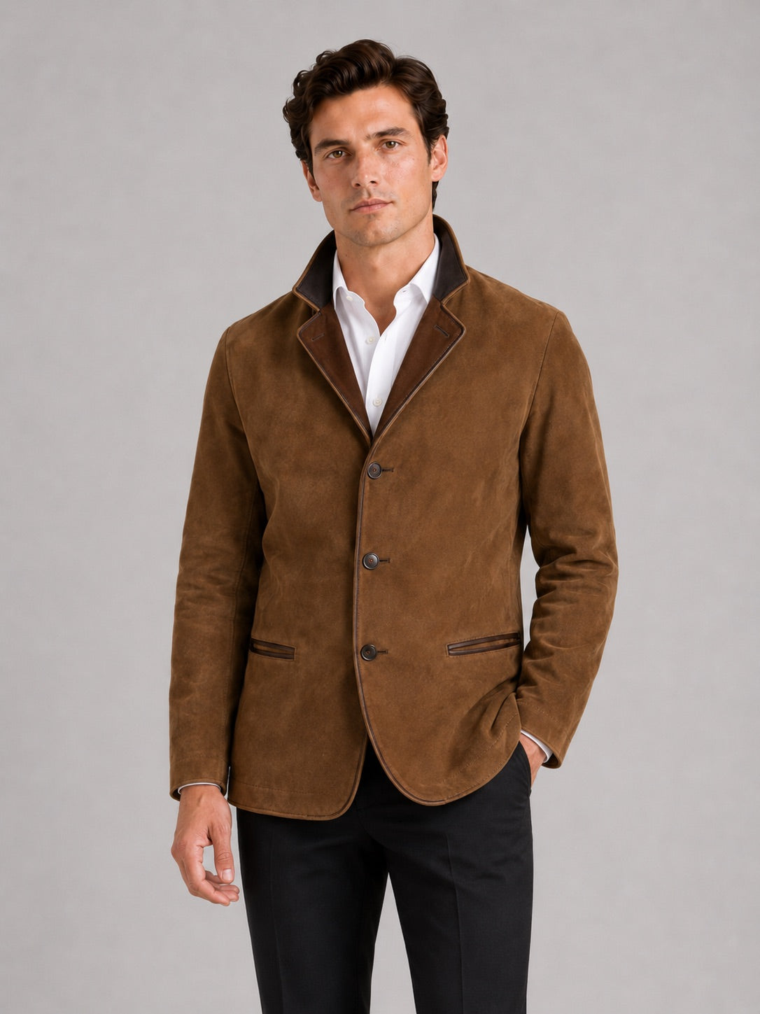 Men’s Workwear Autumn Jacket Contrast Colour Lapel Autumn Casual jacket for Streetwear and Everyday Wear