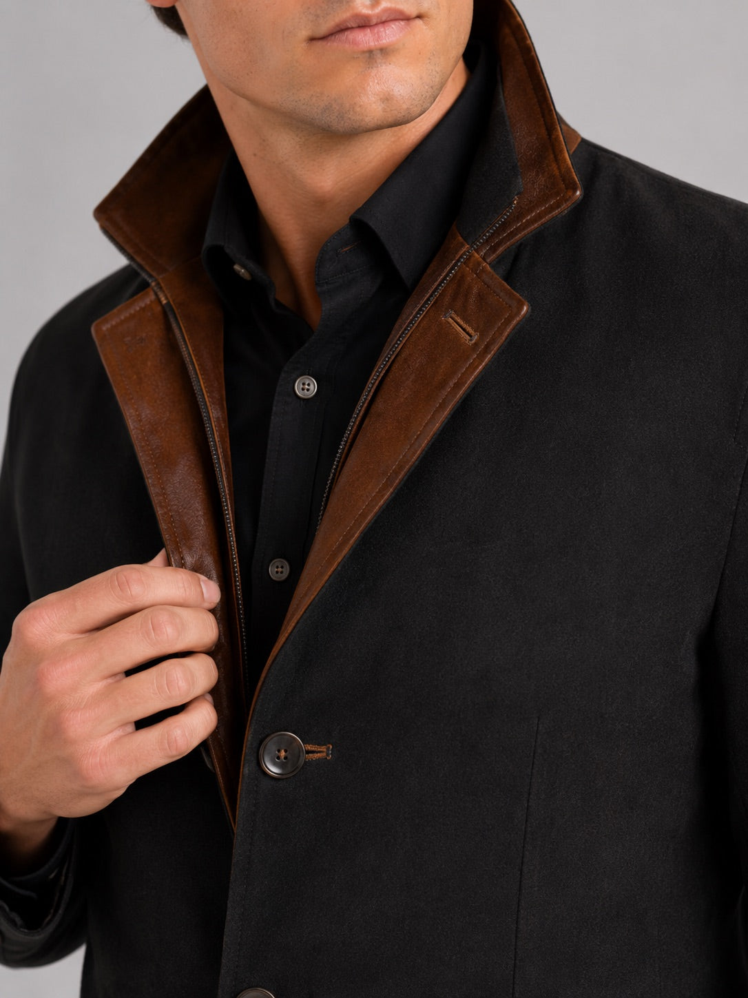 Men’s Workwear Autumn Jacket Contrast Colour Lapel Autumn Casual jacket for Streetwear and Everyday Wear