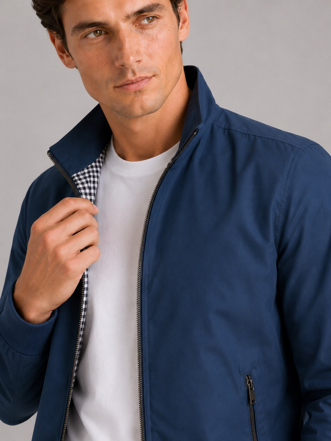 Men’s Bomber Jacket Slim Fit Stand Collar Zip-Up Autumn Casual Jacket for Travel and Everyday Wear