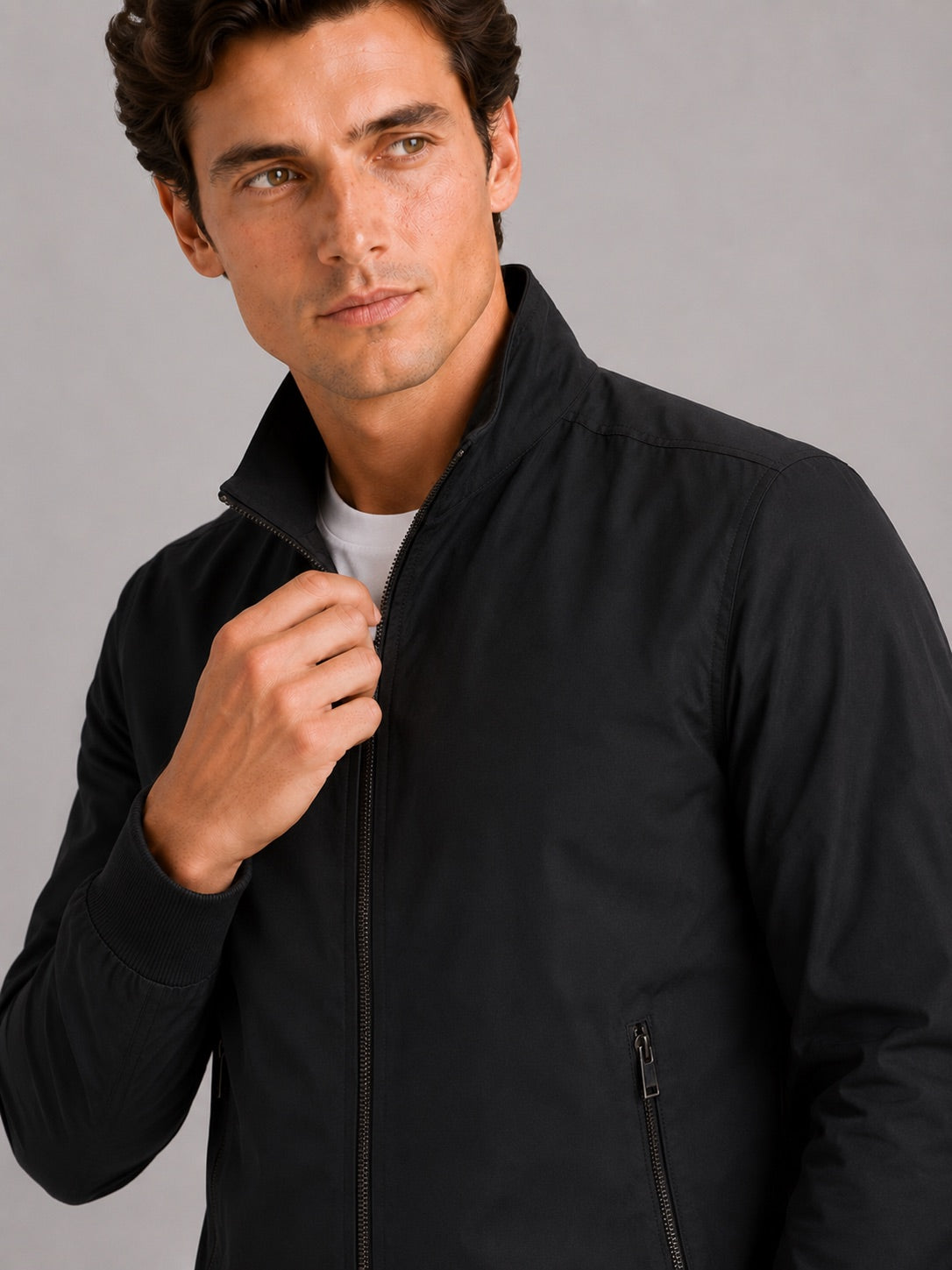 Men’s Bomber Jacket Slim Fit Stand Collar Zip-Up Autumn Casual Jacket for Travel and Everyday Wear
