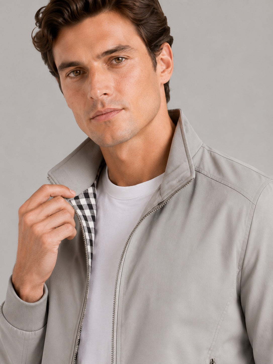 Men’s Bomber Jacket Slim Fit Stand Collar Zip-Up Autumn Casual Jacket for Travel and Everyday Wear