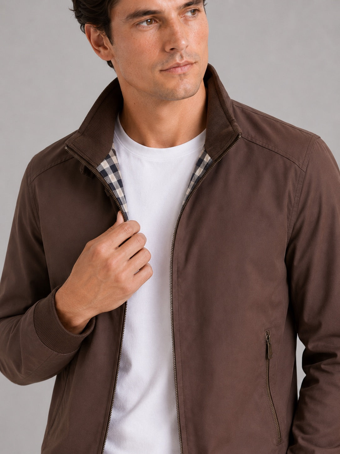 Men’s Bomber Jacket Slim Fit Stand Collar Zip-Up Autumn Casual Jacket for Travel and Everyday Wear