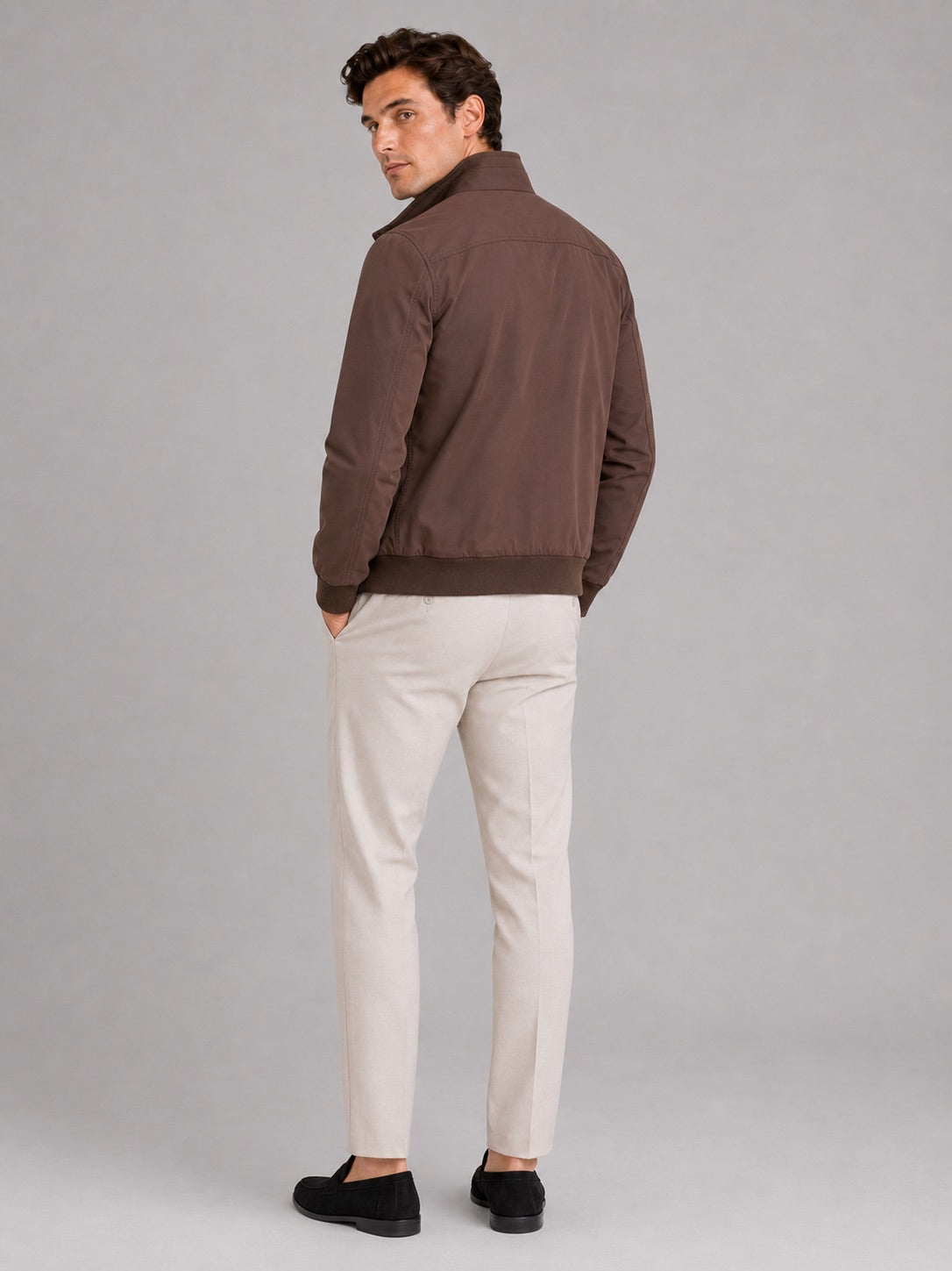 Men’s Bomber Jacket Slim Fit Stand Collar Zip-Up Autumn Casual Jacket for Travel and Everyday Wear