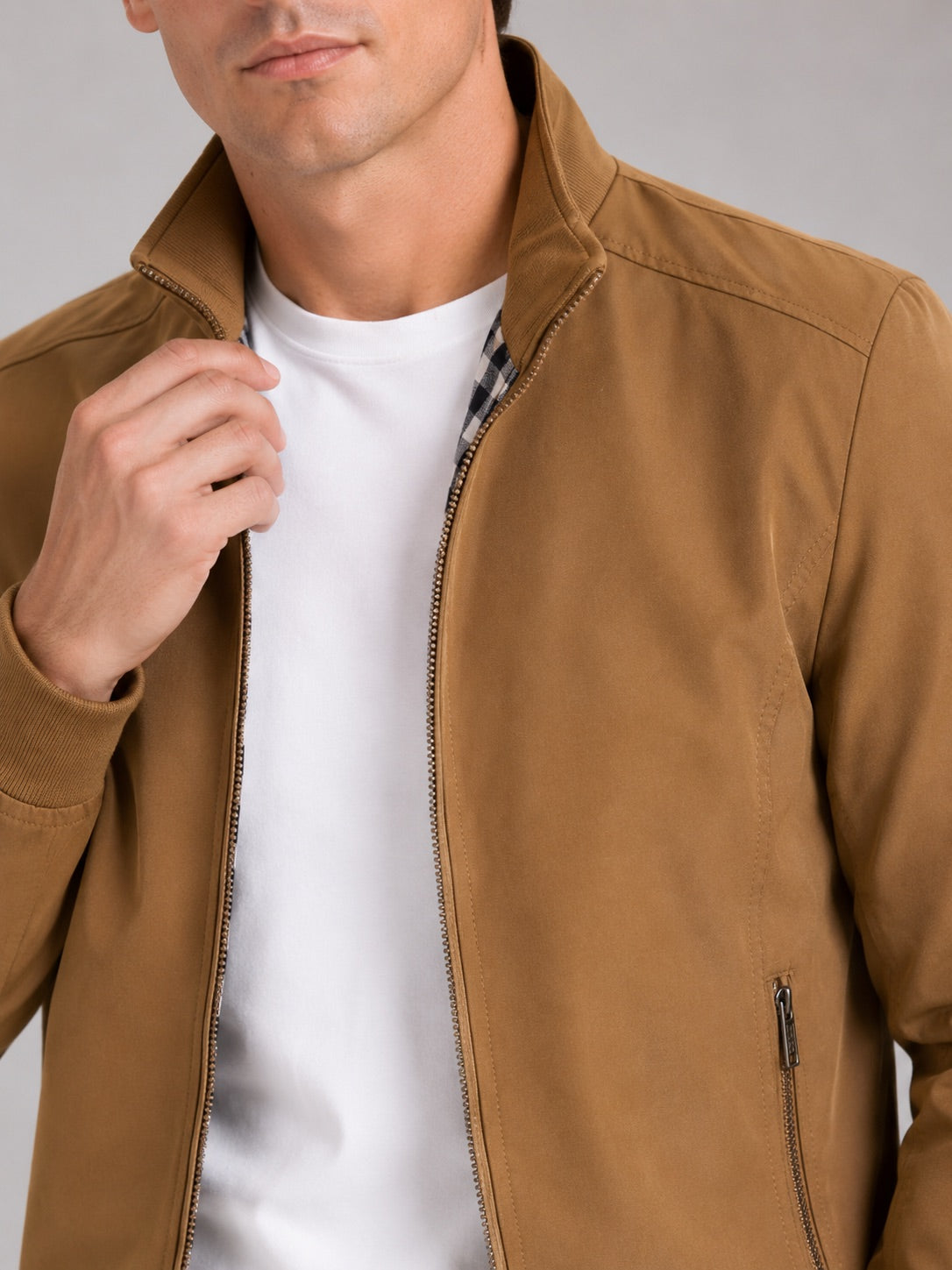 Men’s Bomber Jacket Slim Fit Stand Collar Zip-Up Autumn Casual Jacket for Travel and Everyday Wear