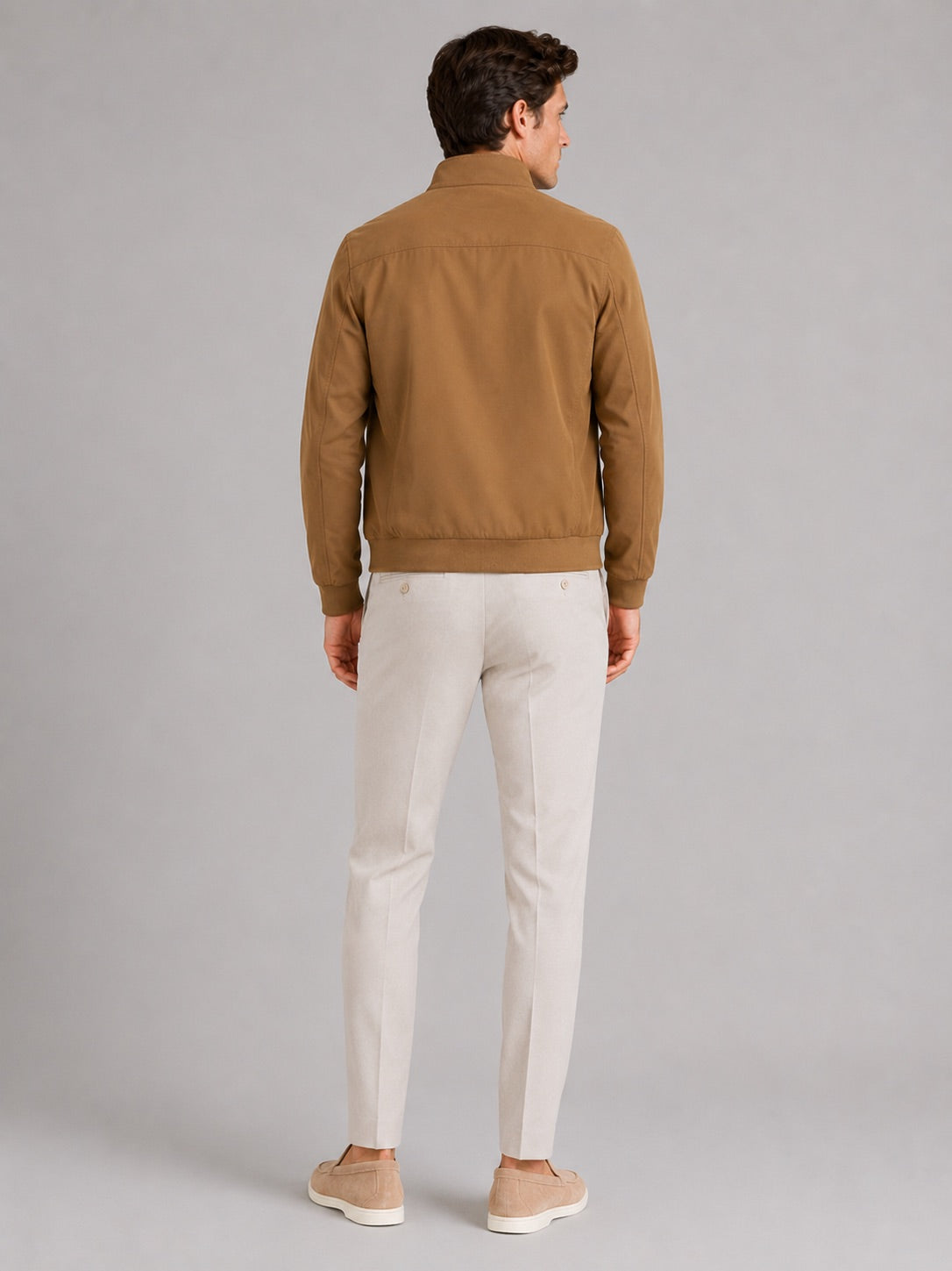 Men’s Bomber Jacket Slim Fit Stand Collar Zip-Up Autumn Casual Jacket for Travel and Everyday Wear