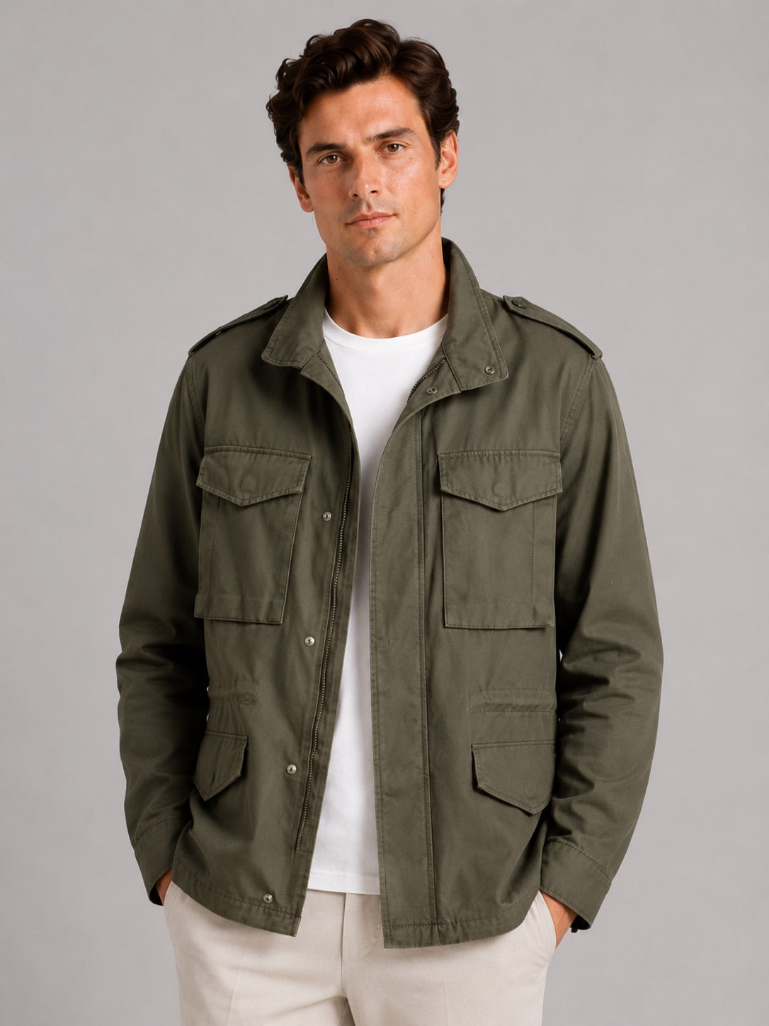 Men’s Cargo Autumn Jacket Multi-Pocket Windbreaker Lightweight Autumn Casual Jacket for Outdoor and Everyday Wear